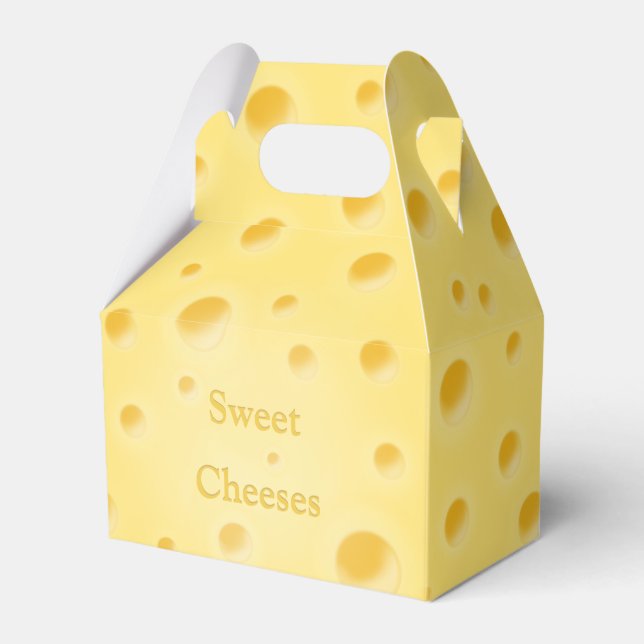 "Sweet Cheeses" Swiss Cheese Customisable Cute Favour Box (Front Side)