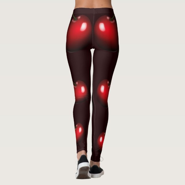 Sweet Cherries - Dark Red Leggings (Back)