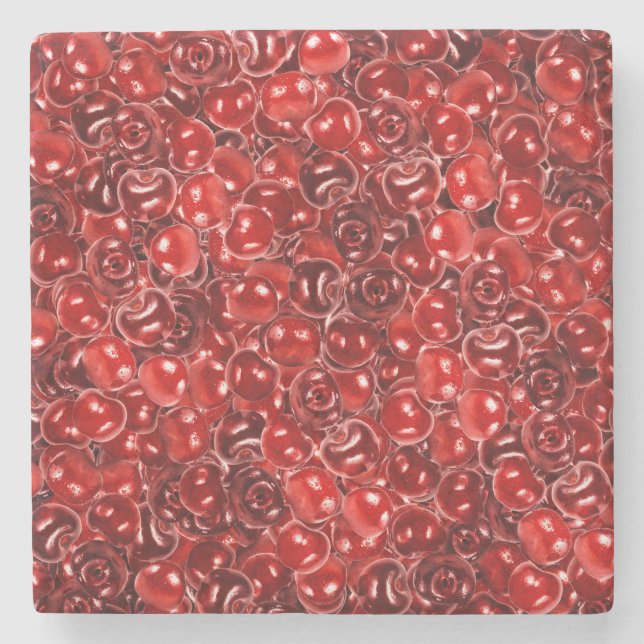 Sweet Cherries Stone Coaster (Front)