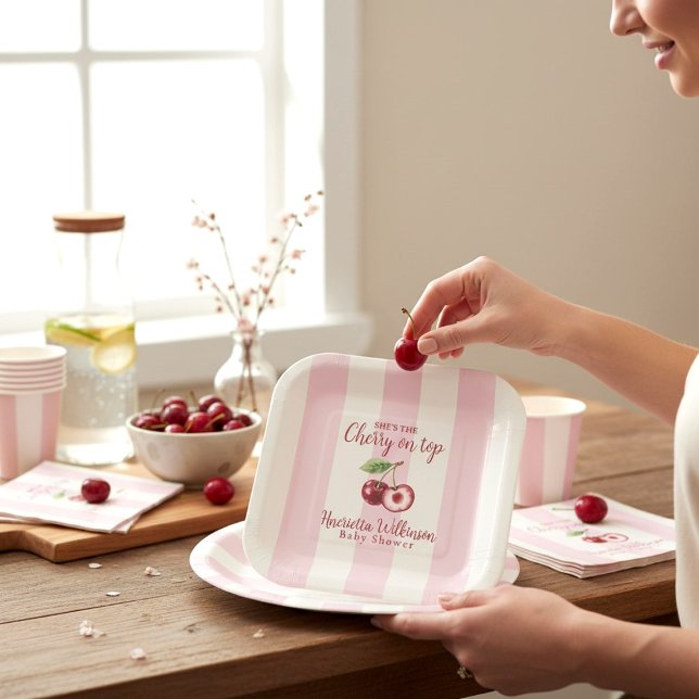 Sweet Cherry Baby Shower Celebration Plates (Creator Uploaded)