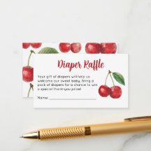Sweet Cherry Baby Shower Diaper Raffle Ticket