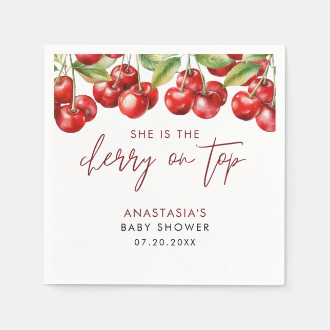 Sweet Cherry Baby Shower Napkin (Front)