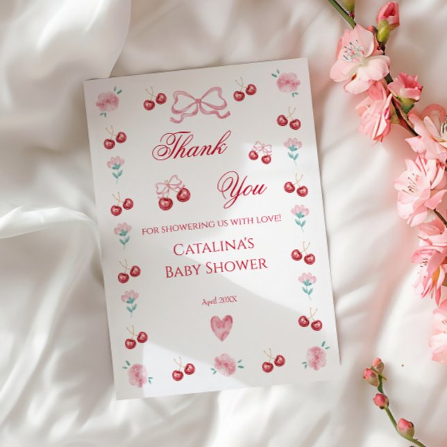 Sweet Cherry Baby Shower Thank You Card (Creator Uploaded)