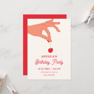 Sweet cherry birthday invitation