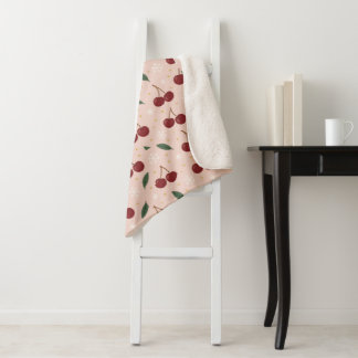 🍒🌸Sweet Cherry Blush Snow Collection Sherpa Blanket