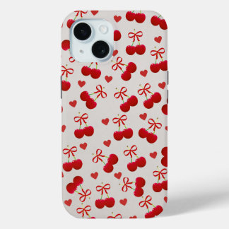 Sweet Cherry Bow iPhone 15 Case 🍒