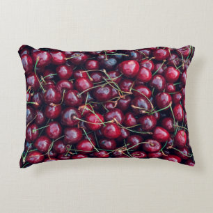 Sweet cherry close up top view background decorative cushion