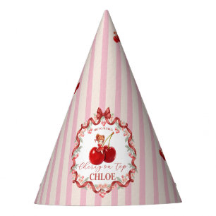 Sweet Cherry Coquette Ribbon Birthday Pink Girl Party Hat