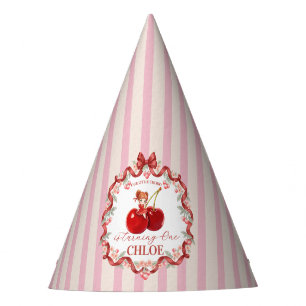 Sweet Cherry Coquette Ribbon Birthday Pink Girl Party Hat