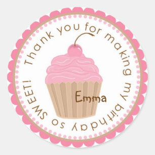 Sweet Cherry Cupcake Birthday Stickers