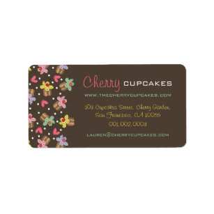 Sweet Cherry Cupcakes Confectionery Bakery Cute Label