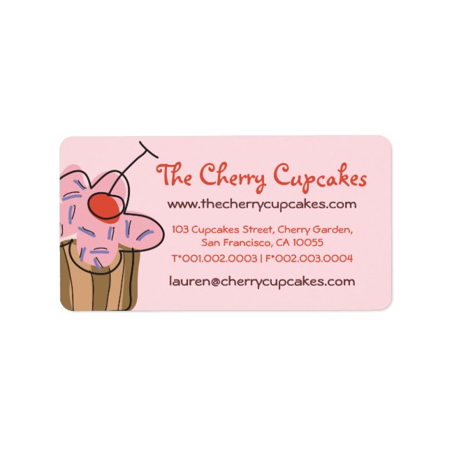 Sweet Cherry Cupcakes Confectionery Bakery Cute Label (Front)