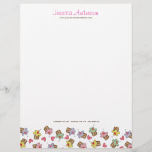 Sweet Cherry Cupcakes Confectionery Bakery Cute Personalized Letterhead
