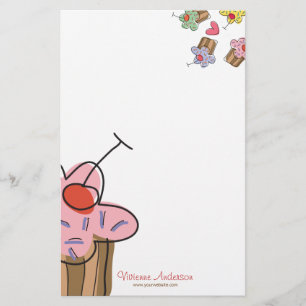 Sweet Cherry Cupcakes Confectionery Bakery Cute Stationery
