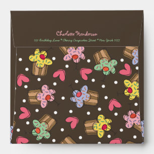 Sweet Cherry Cupcakes Girl Kids Birthday Envelope