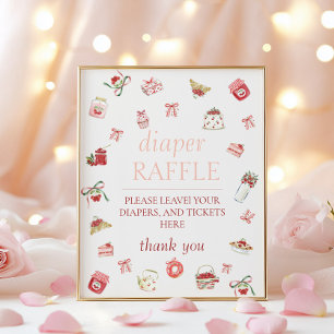 Sweet Cherry Dessert Baby Shower Diaper Raffle Poster
