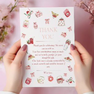 Sweet Cherry Dessert Watercolor Baby Shower Thank You Card