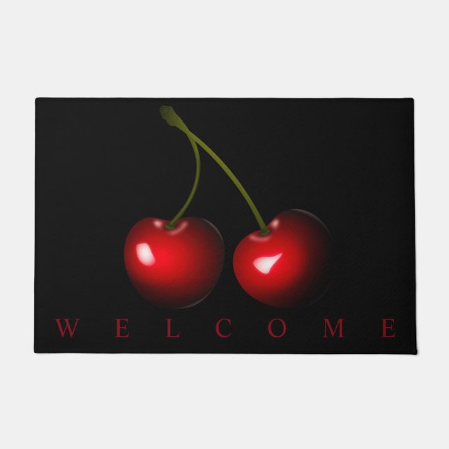 Sweet Cherry Doormat Welcome - Custom Colours (Front)