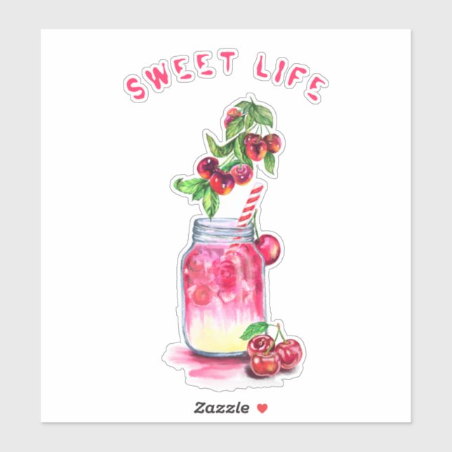 Sweet Cherry Juice Cool Drink Party Sticker (Sheet)