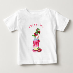 Sweet Cherry Juice Drink Fruits Funny Baby T-Shirt