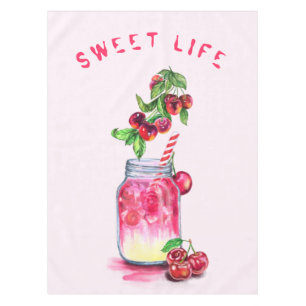 Sweet Cherry Juice Drink Fruits Party Tablecloth