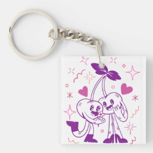 Sweet Cherry Lovers – Fun Romantic Aesthetic Art Key Ring