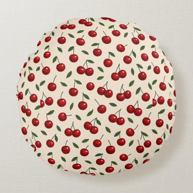 🍒✨Sweet Cherry Minimal Collectio Round Cushion (Front)