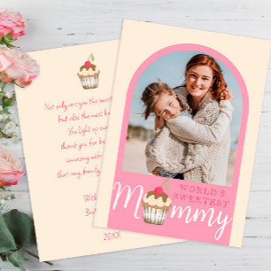 Sweet Cherry On Top Cupcake Mothers Day Photo Card