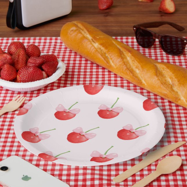 Sweet cherry pattern paper plate (Picnic)
