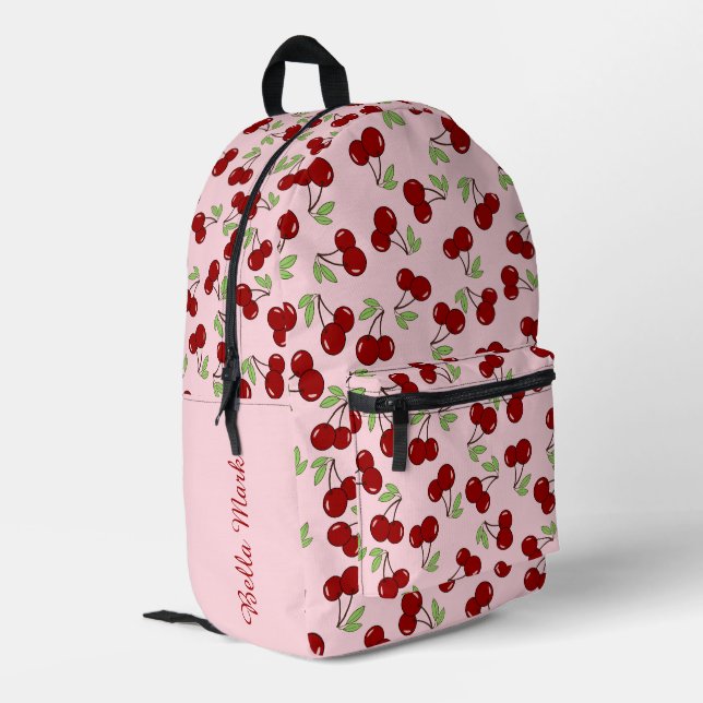 Sweet cherry pattern printed backpack (Back Corner Left)