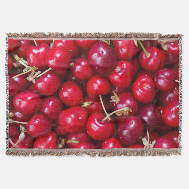Sweet cherry pattern throw blanket (Front)