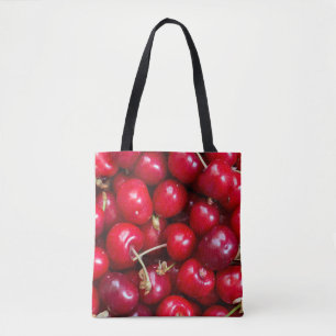 Sweet cherry pattern tote bag