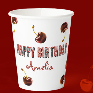 Sweet Cherry Personalised Paper Cups
