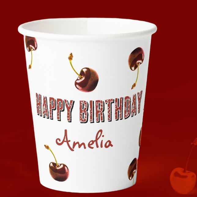 Sweet Cherry Personalised Paper Cups (Creator Uploaded)