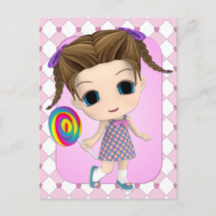 Sweet Chibi Girl Postcard