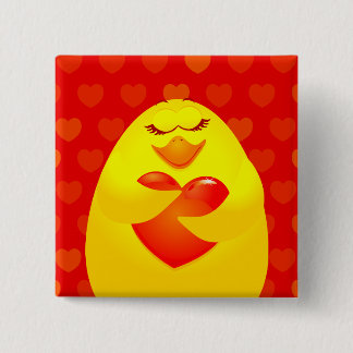 Sweet chick in love, square button