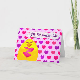 Sweet chick in love with message, greeting card