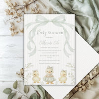 Sweet Chicks Sage Green Ribbon Vintage Baby Shower