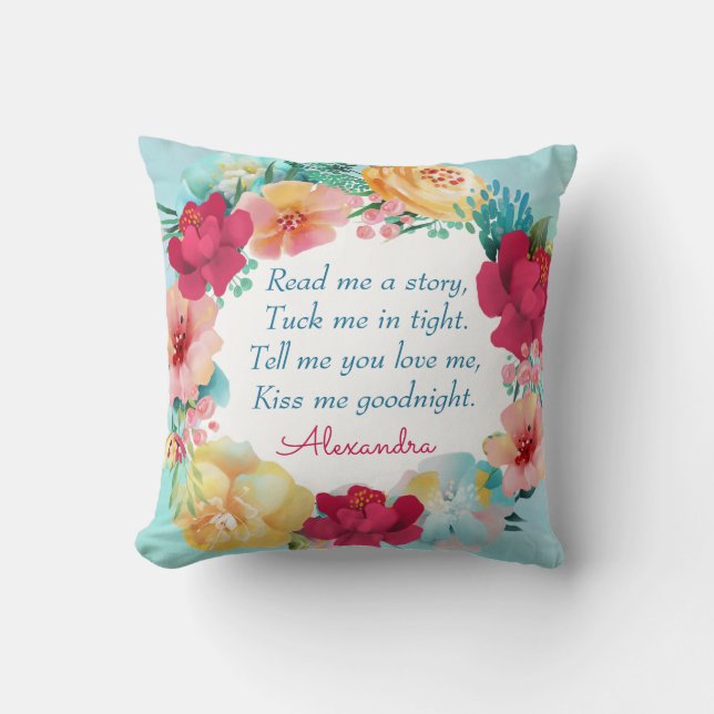 Sweet Child’s Floral Goodnight Poem Cushion (Front)