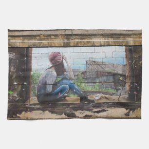 Sweet Childhood Memories Graffiti Tea Towel