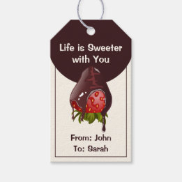 Sweet Chocolate Dip Strawberry Anniversary Cream Gift Tags