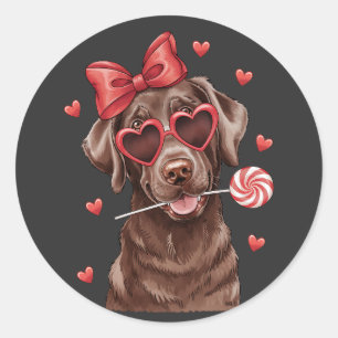 Sweet Chocolate Labrador Retriever Lollipop Valent Classic Round Sticker