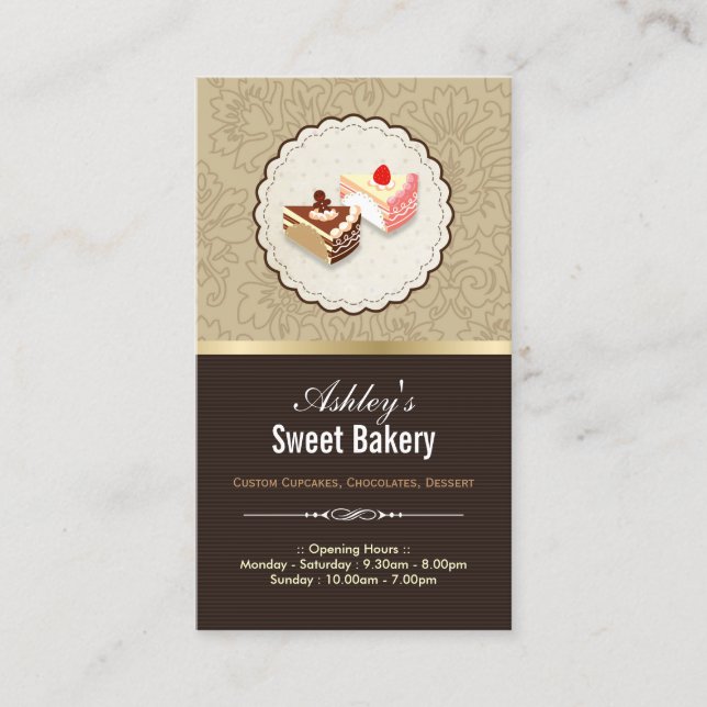 Sweet Chocolates Cupcakes Dessert - Bakery Shop Business Card (Front)