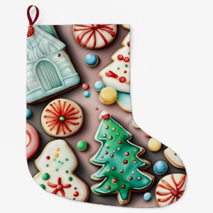 Sweet  Christmas and New Year Sugar cookies Large Christmas Stocking
