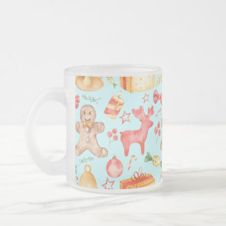 Sweet Christmas Cookies and Candies Frosted Glass Coffee Mug