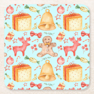 Sweet Christmas Cookies and Candies           Square Paper Coaster