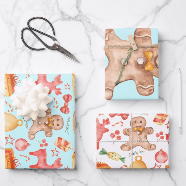 Sweet Christmas Cookies and Candies    Wrapping Paper Sheet (Front)
