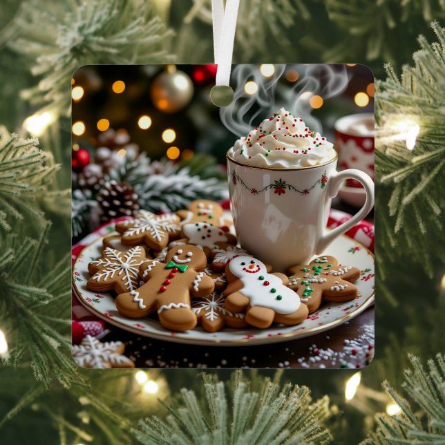 Sweet Christmas Cookies and Hot Cocoa Metal Tree Decoration (Insitu)