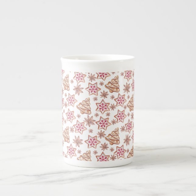 Sweet Christmas Cookies Pattern Bone China Mug (Front)