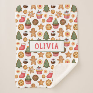 Sweet Christmas Cookies Personalised Baby Name She Sherpa Blanket